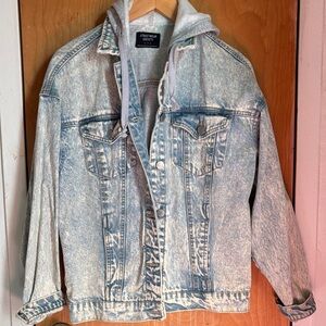 Streetwear Society Light Blue Denim Jacket with Gray Hoodie